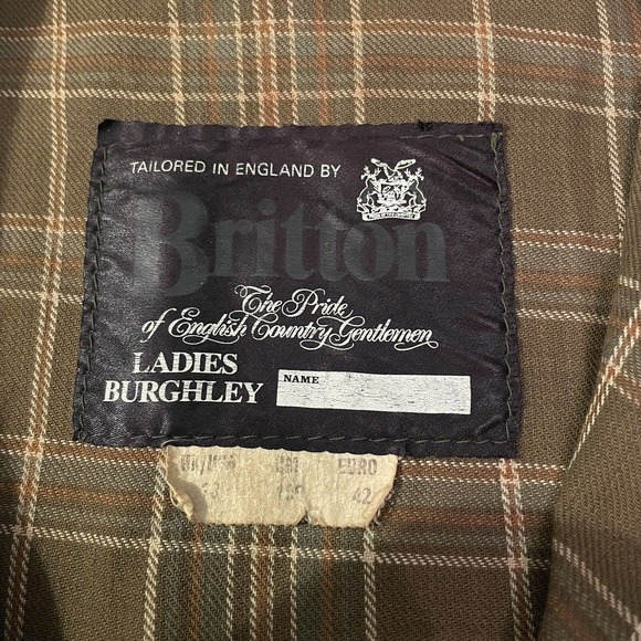 BRITTON Burghley Olive Wax Jacket We’ll Worn Distressed Size Large - Picture 6 of 13